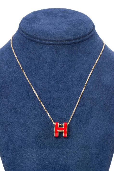 hermes lacquered gold pop h pendant necklace|Hermes buffalo horn necklace.